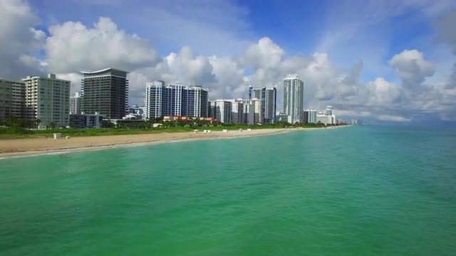 Stock aerial video of Miami Beach in December