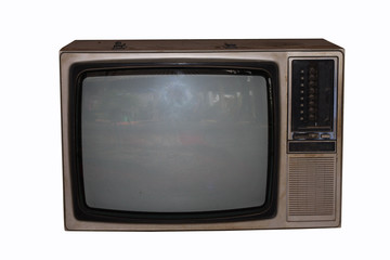 Old vintage TV on White background