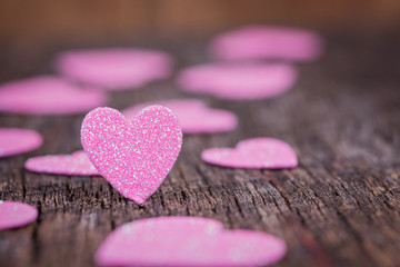 Naklejka na ściany i meble Pink heart on barn wood