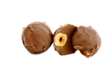 round chocolate with hazelnuts
