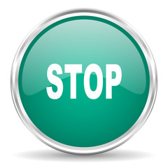 stop blue glossy circle web icon