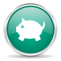 piggy bank blue glossy circle web icon