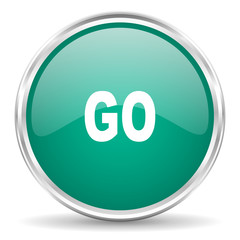 go blue glossy circle web icon
