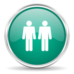 couple blue glossy circle web icon