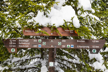 Beschilderung der Wanderwege Nationalpark Harz