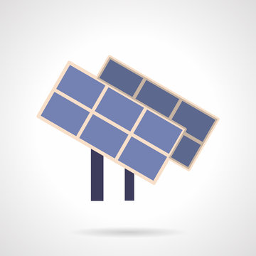 Saving energy flat color vector icon. Solar panels