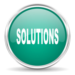 solutions blue glossy circle web icon