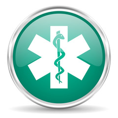 emergency blue glossy circle web icon