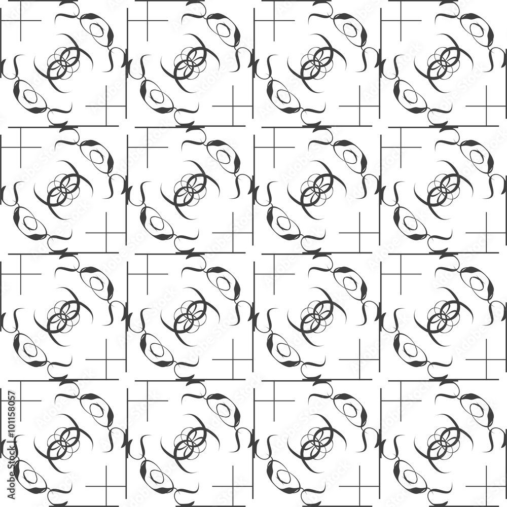 Aufkleber abstract geometric seamless pattern. black and white style pattern with circle and line.