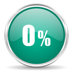 0 percent blue glossy circle web icon