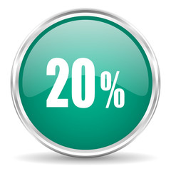 20 percent blue glossy circle web icon