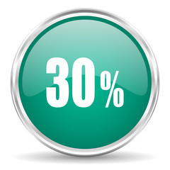 30 percent blue glossy circle web icon