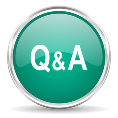 question answer blue glossy circle web icon
