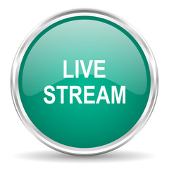 live stream blue glossy circle web icon
