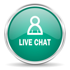 live chat blue glossy circle web icon