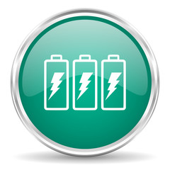 battery blue glossy circle web icon