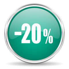 20 percent sale retail blue glossy circle web icon