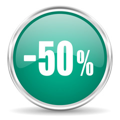 50 percent sale retail blue glossy circle web icon