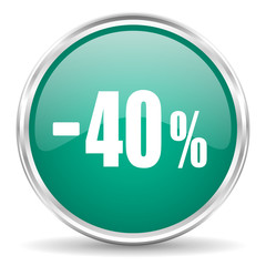 40 percent sale retail blue glossy circle web icon