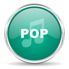 pop music blue glossy circle web icon