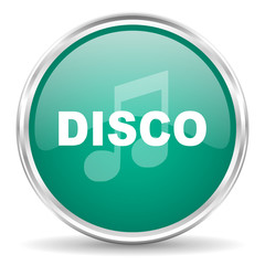 disco music blue glossy circle web icon