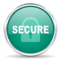 secure blue glossy circle web icon