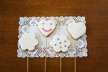 Cookies on wooden background