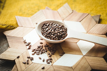 Flax seeds in spoon