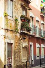 Fototapeta na wymiar thin houses in old town, Porto, Portugal