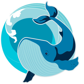 The whale amid the waves of the sea. The symbol of Feng Shui