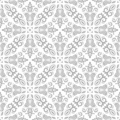 Oriental classic pattern. Seamless abstract silver background