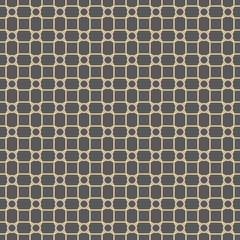 Seamless ornament. Modern stylish geometric pattern with brown background and golden repeating elements