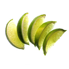 Fototapeta na wymiar five limes isolated on white