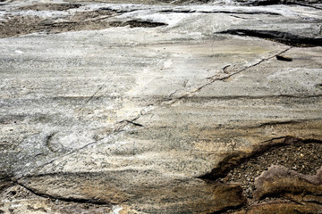 Glacial grooves in granite bedrock, legacy of the ice age.