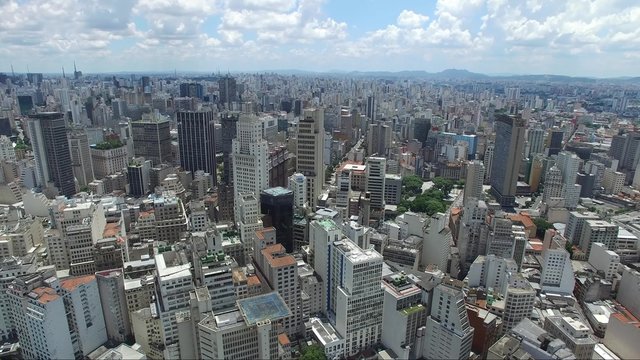 Aerial View of Downtown and Banespa Building in Sao Paulo, Brazil
