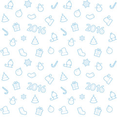 New Year 2016 seamless pattern of objects.