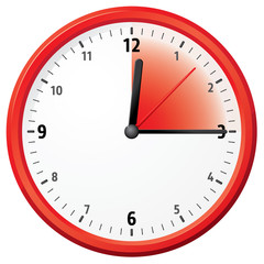 Illustration of a clock marking fifteen minutes