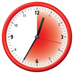 Illustration of a clock at thirty-five minutes