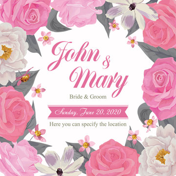 Flower wedding invitation card, save the date card, greeting card. EPS 10