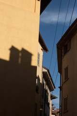 Fototapeta na wymiar Medieval street in Bergamo, Lombardy, Italy.