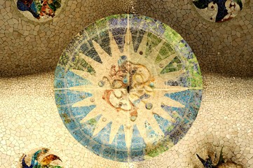 Naklejka premium BARCELONA - DECEMBER 23: Park Guell designed by Antoni Gaudi on December 23, 2014 in Barcelona, Spain.
