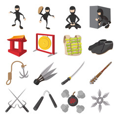 Ninja cartoon icons set