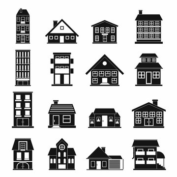 Houses black simple icons set