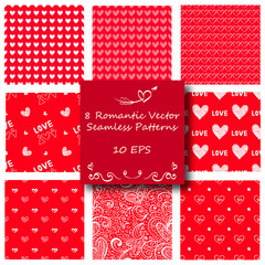 Seamless Red Love Pattern Background Set for All Purposes: Saint Valentine's Day, Birthday, Wedding, Engagement and Other Romantic Events