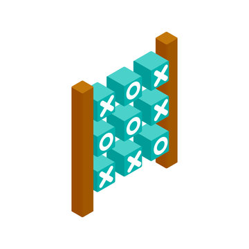 Tic tac toe game isometric 3d icon 