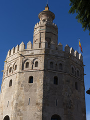 Fototapeta na wymiar Maritime Museum in the Golden Tower on the banks of the River Guadalquivir in Seville Spain 