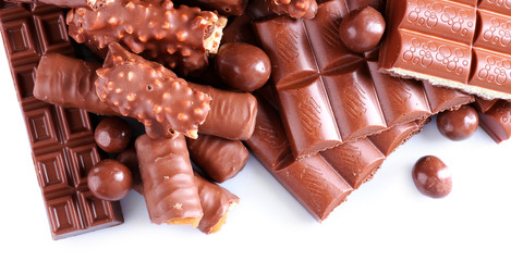 Mix of chocolate on table, close-up