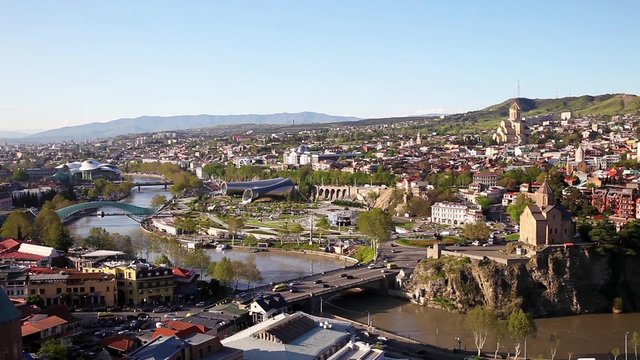 View from Narikala fort on Tbilisi cityscape, Georgia