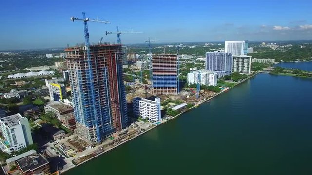 Stock video of a new highrise building development in Miami