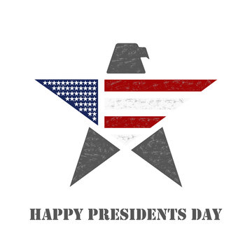 American Presidents Day background with star and national bird eagle in flag colors